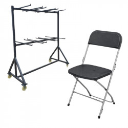 Lot de chaises pliantes polypropylène et chariot de transport