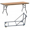 Lot de tables rectangulaire en bois et chariot de transport