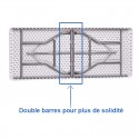 Table plastique solide avec double barres de renfort