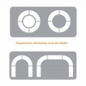 Dispositions possibles avec la table polypro demi ronde