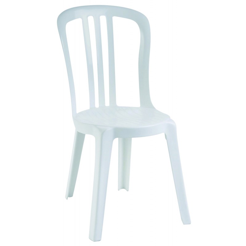 Chaise empilable blanche en plastique, chaise en résine blanche pour jardin  