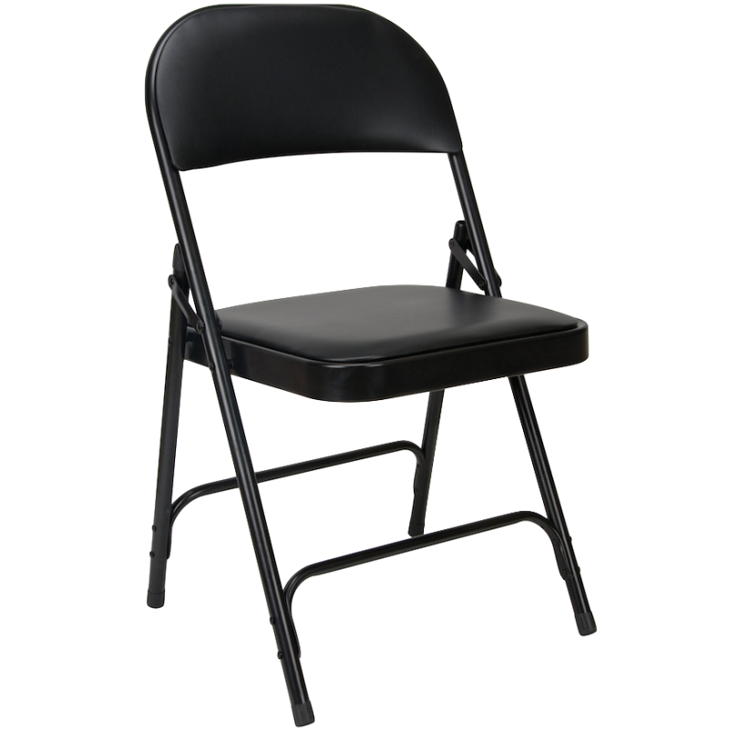 Chaise pliante en vinyle rembourré noir Chaise pliante en vinyle rembourré noir