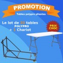 Lot de 20 tables polypro + 1 chariot