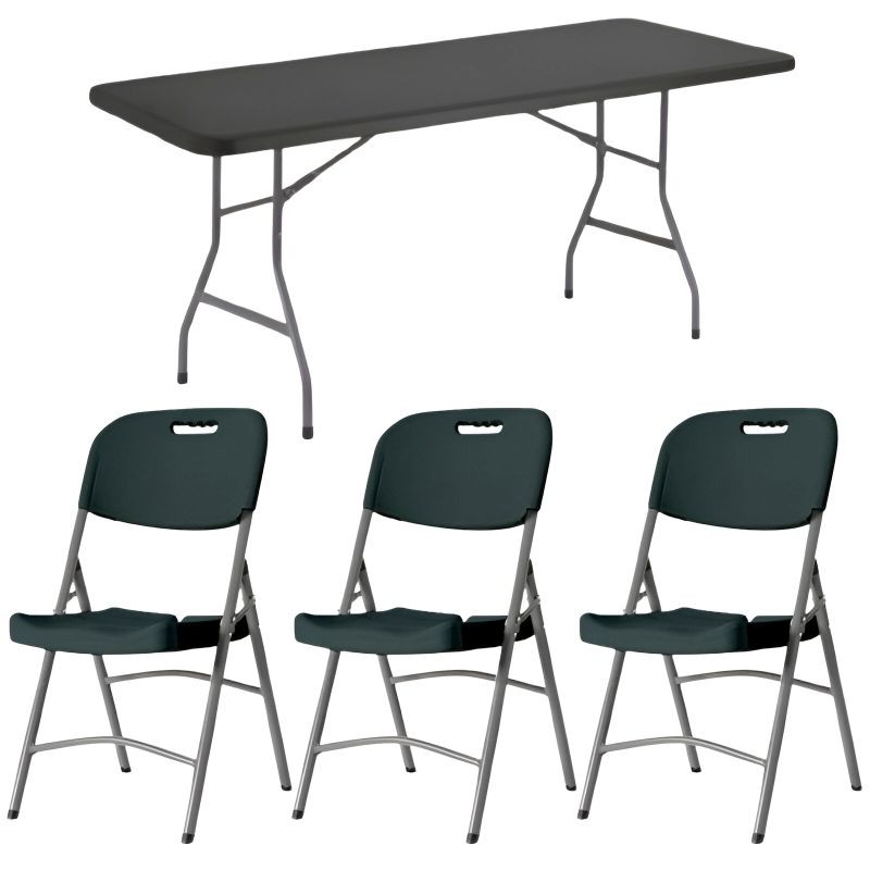 Lot de tables pliantes grises + chaises pliantes grises Grey Edition® Lot de tables pliantes grises + chaises pliantes grises Grey Edition®
